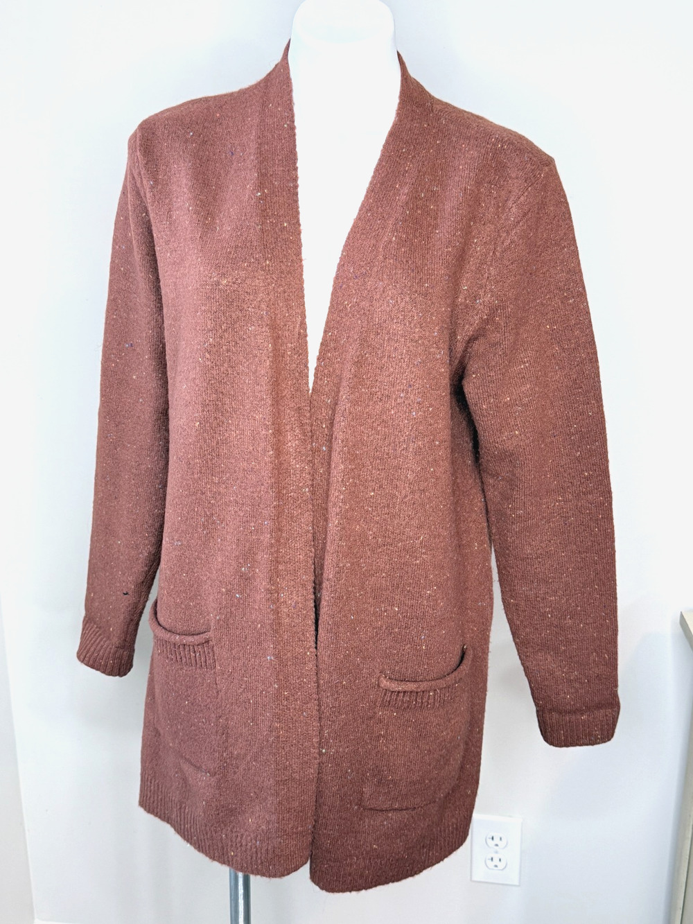 Love Ellie Rust Speckled Open Front Long Cardigan Size XL